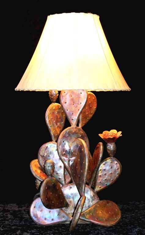 Flowering Cactus Lamp Handcrafted Copper Southwest Etsy