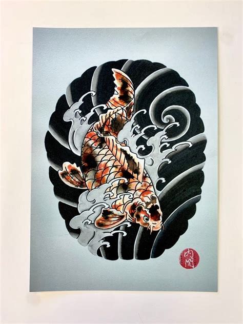 Tattoo Art Print Of Japanese Koi Japanese Art Yokai Irezumi Etsy France