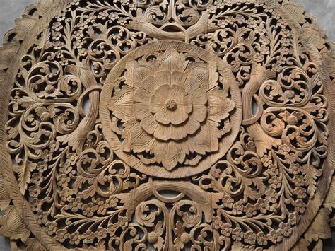 Round Carved Wood Wall Decor Wall Design Ideas