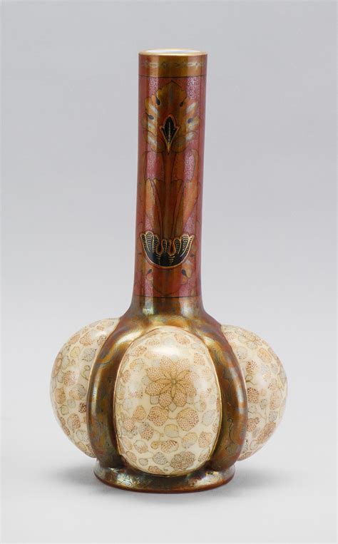 Lot Karlsbad Enameled Glass Vase With Four Lobed Base Decorated In An Art Nouveau Style With