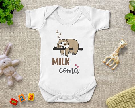 Sloth Onesies Bodysuit Milk Coma Onesie Cute Baby Etsy