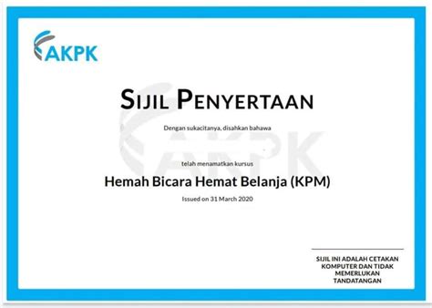 Contoh Sijil Penyertaan Kursus Online - 1 - Riki Imamura