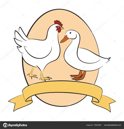 Logotipo Granja Avícola Con Pollo Pato Huevo Vector Gráfico Vectorial