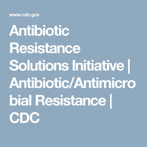 What Cdc Is Doing Antibiotic Resistance Ar Solutions Initiative