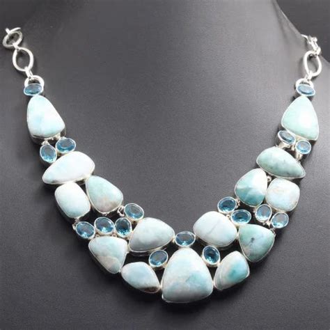 Light Blue Party Wear Larimar Gemstone Necklace Size 10mml At Rs