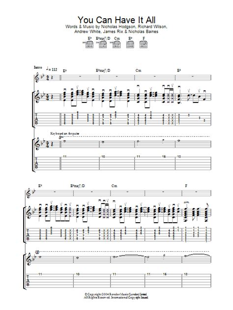 You Can Have It All Sheet Music Kaiser Chiefs Guitar Tab