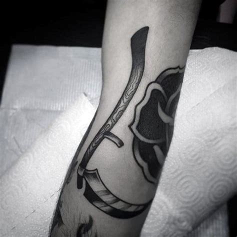 50 Scythe Tattoo Designs For Men Curved Blade Ink Ideas