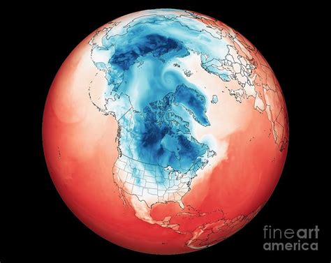 Polar Vortex And North American Cold Wave Photograph By Nasa Earth