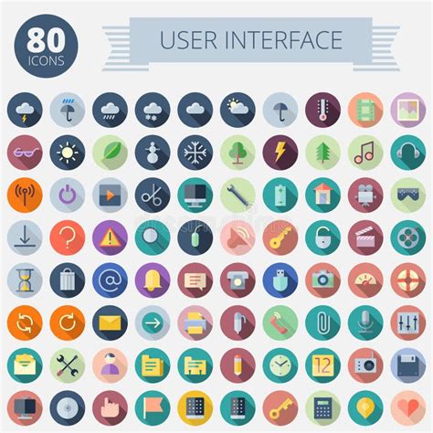 Iconos Planos Del Diseño Para La Interfaz De Usuario Ilustración Del