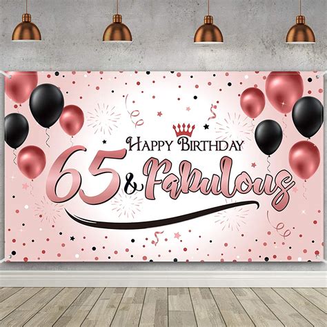 65th Birthday Party Decoration Large Rose Gold 65 And