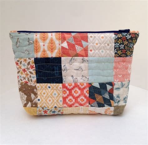Handmade Quilted Zipper Pouch Cosmetic Bag Makeup Bag Travel Etsy