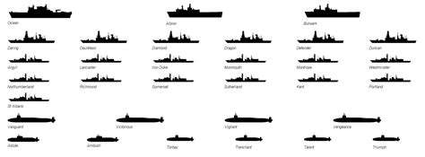 All Major Current Royal Navy Vessels Individual Ships 1312x 486