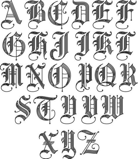 Letras Góticas Caligrafía Gótica Abecedario En Mayúsculas Y