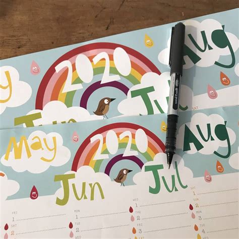 2020 Large Rainbow Wall Planner Calendar By Half Pint Home