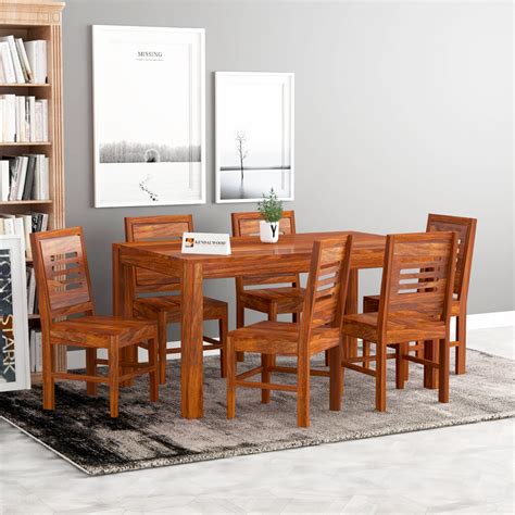 Kendalwood™ Furniture Sheesham Wood Wooden Dining Table With 6 Chairs