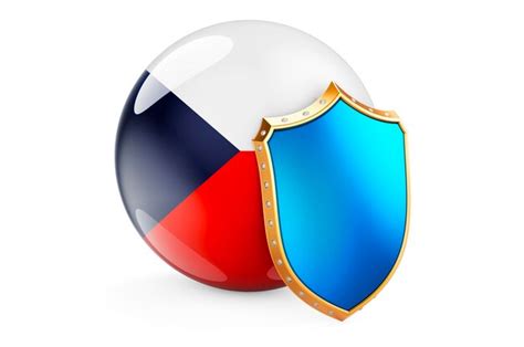 premium photo czech republic flag with shield protect of czech republic concept 3d rendering