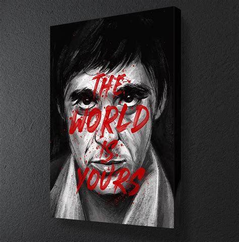 Scarface The World Is Yours Framed Ready To Hang Poster Quote Etsy