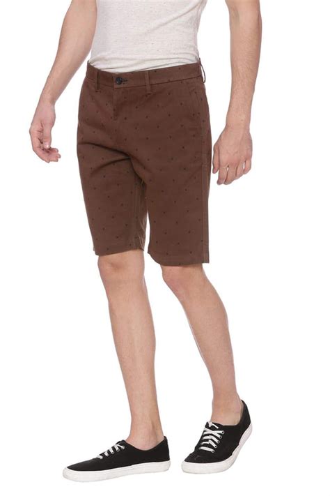 Basics Comfort Fit Rain Drum Brown Shorts For Men