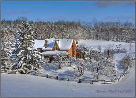 Snowy Farmhouse By Rebacan On Deviantart Beautiful Winter Scenes