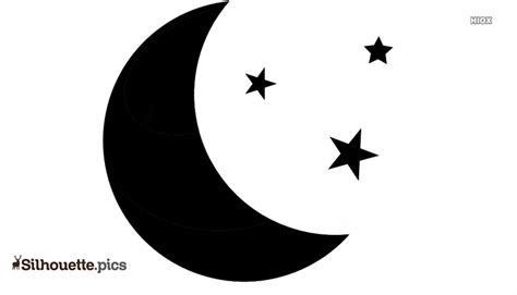 Night Sky Moon And Stars Silhouette Vector And Graphics Silhouettepics