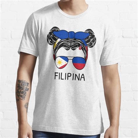 philippines flag filipino girl filipina with messy buns i t shirt for sale by lemon pepper
