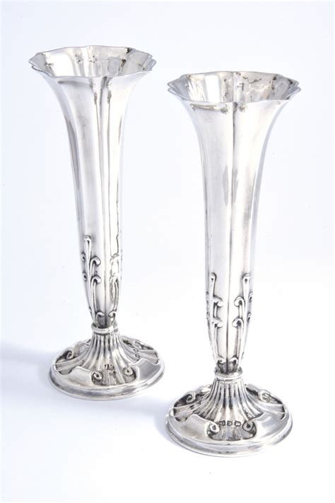 Pair Of Victorian Antique Silver Posy Vases 1898 544266 Uk