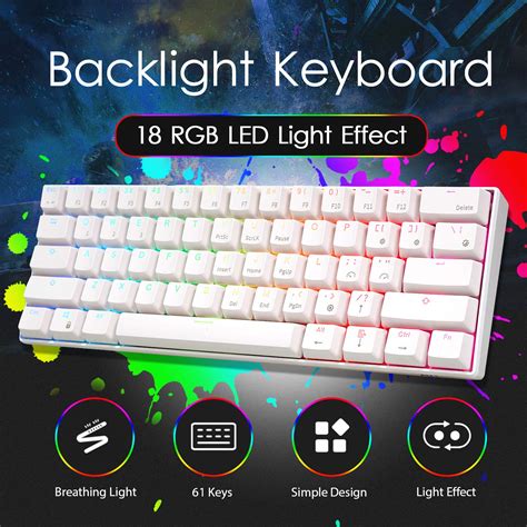 Rk Royal Kludge Rk61 Wired 60 Mechanical Gaming Keyboard Rgb Backlit