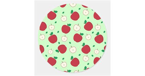 Red Apples And Halved Apples Classic Round Sticker Zazzle