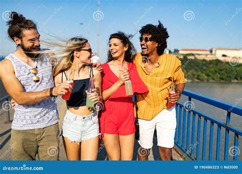 Group Of Happy Friends People Having Fun Together Outdoors Stock Image