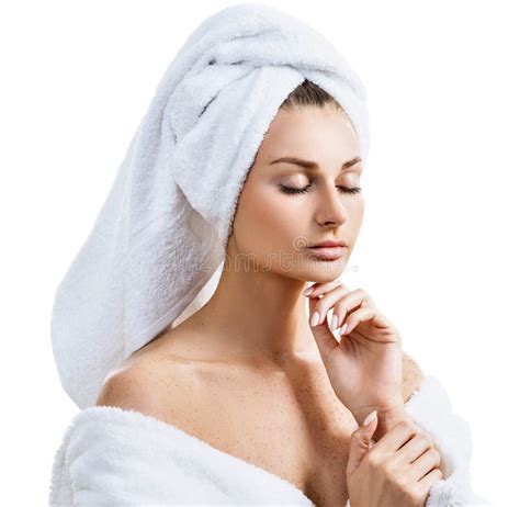 Young Sensual Woman With Bath Towel On Head Stock Image Image Of Lady Moistening 123247923