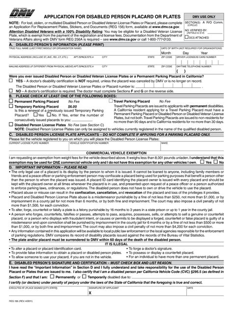 Dmv Handicapped Placard Application California Form Fill Out And Sign