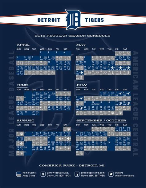 Detroit Tigers Schedule Calendar April Printable Calendar