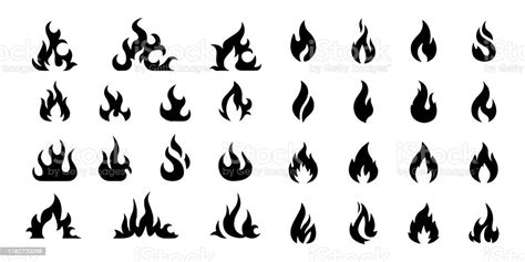 Vector Fire Flame Icon Set Symbol Of Fire On White Background Stock