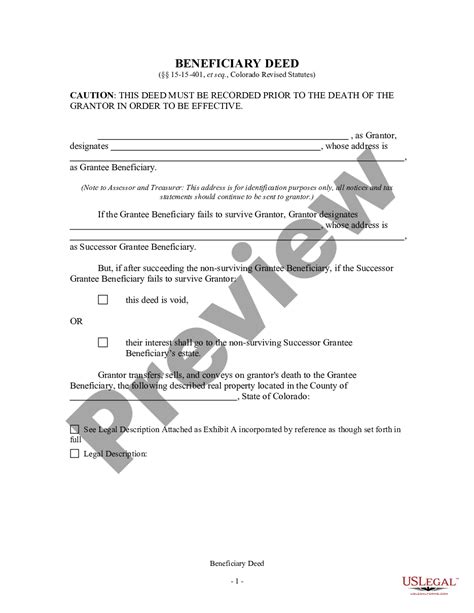 Colorado Transfer On Death Deed Or Tod Transfer Deed Form Us Legal