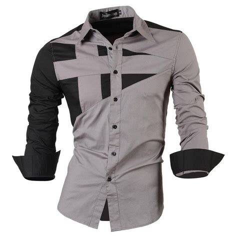 Long Sleeve Men Double Color Stitching Design Shirt Man Dress Shirt