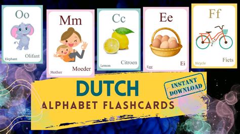Dutch Alphabet Flashcard With Picture Learning Dutch Dutch Etsy