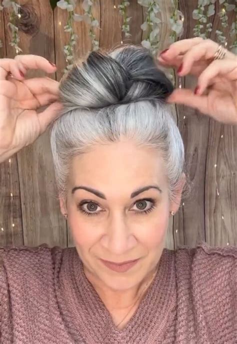 I Love To Wear My Natural Gray Hair In A Bun Like This Upstyle