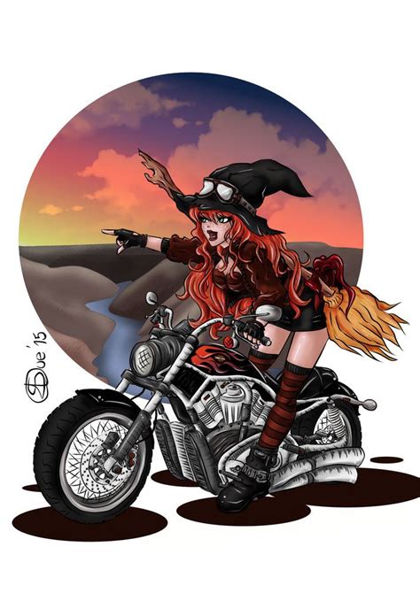 Bruja Motera Bike Art Biker Art Anime Witch