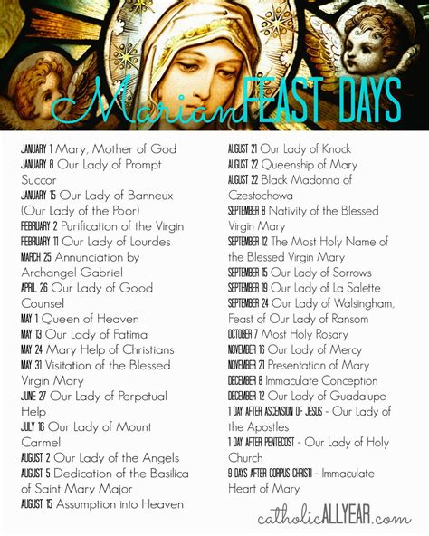 Catholic Calendar Of Saints And Feast Days Renie Charmain