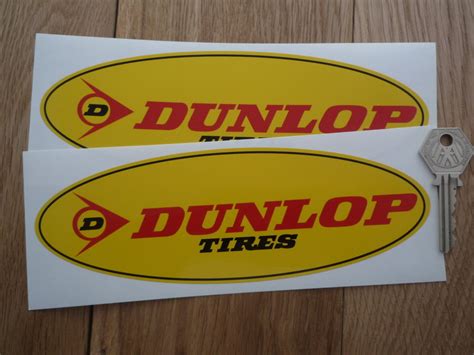 Dunlop Tires Yellow Oval Stickers 8 Pair