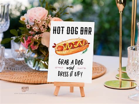 Build Your Own Hot Dog Sign Hot Dog Station Printable Hot Dog Bar