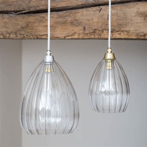 Clear Ribbed Glass Molly Pendant Light By Glow Lighting Free Nude