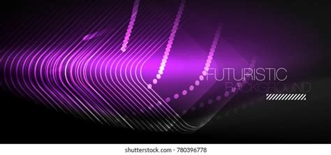 Neon Glowing Techno Lines Hitech Purple Stock Vector Royalty Free