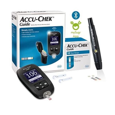 Accu Chek Guide Blood Glucose Glucometer With Bluetooth Kit With Vial