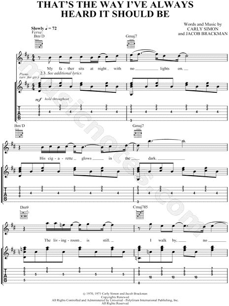 Carly Simon Thats The Way Ive Always Heard It Should Be Guitar Tab