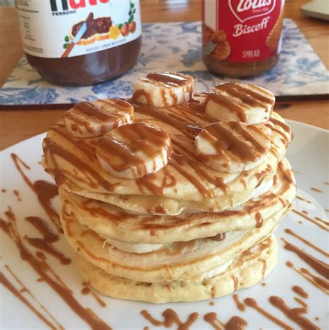 Cook until pancakes are golden brown on both sides; Banana and Biscoff Pancakes