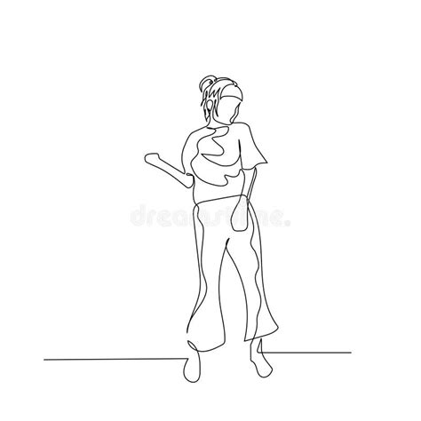 Continuous One Line Drawing Abstract Dancing Woman With Ponytail