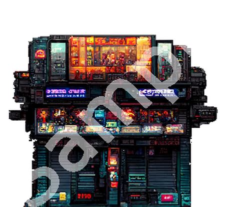 Cyberpunk Buildings Pixel Art By Adalutegames