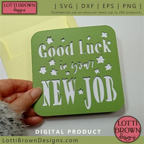 New Job Card Svg Good Luck In Your New Job Card Etsy Uk