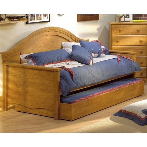 Country Pine Wood Twin Day Bed With Trundle Free Shipping Today